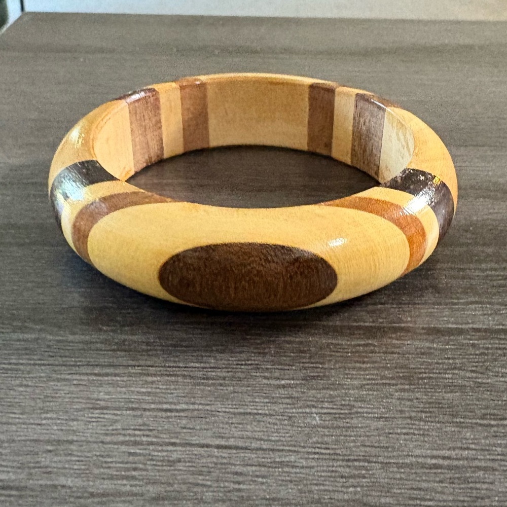 Multi Color Wood Bangle Bracelet